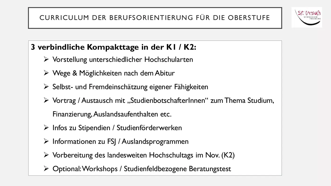 Berufsorientierung am St. Ursula