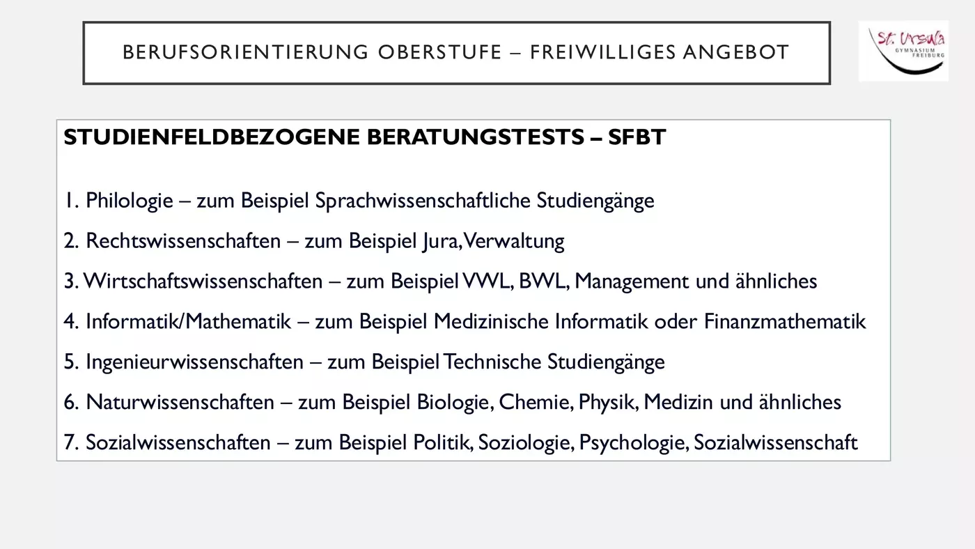 Berufsorientierung am St. Ursula